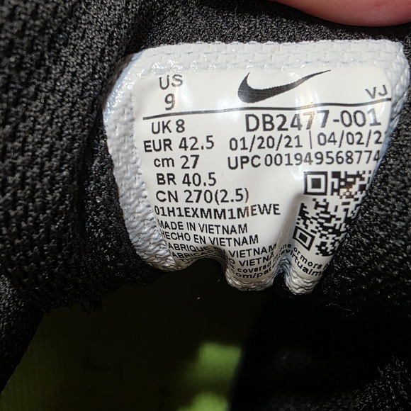 Nike Crater Impact Sneakers Mens Size 9 Black White Volt Running Casual Shoes main image 6